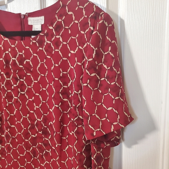 Elisabeth by Liz Claiborne Womans Silk Red Short Sleeve Maxi Lined Dress 16W - Picture 7 of 12